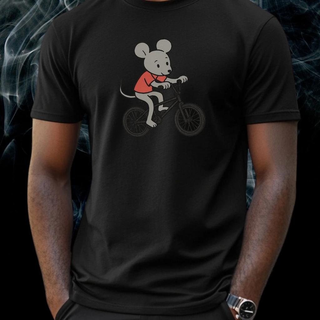 T-Shirt Herren Maus fährt BMX Motiv Baumwolle Größe S bis 5XL