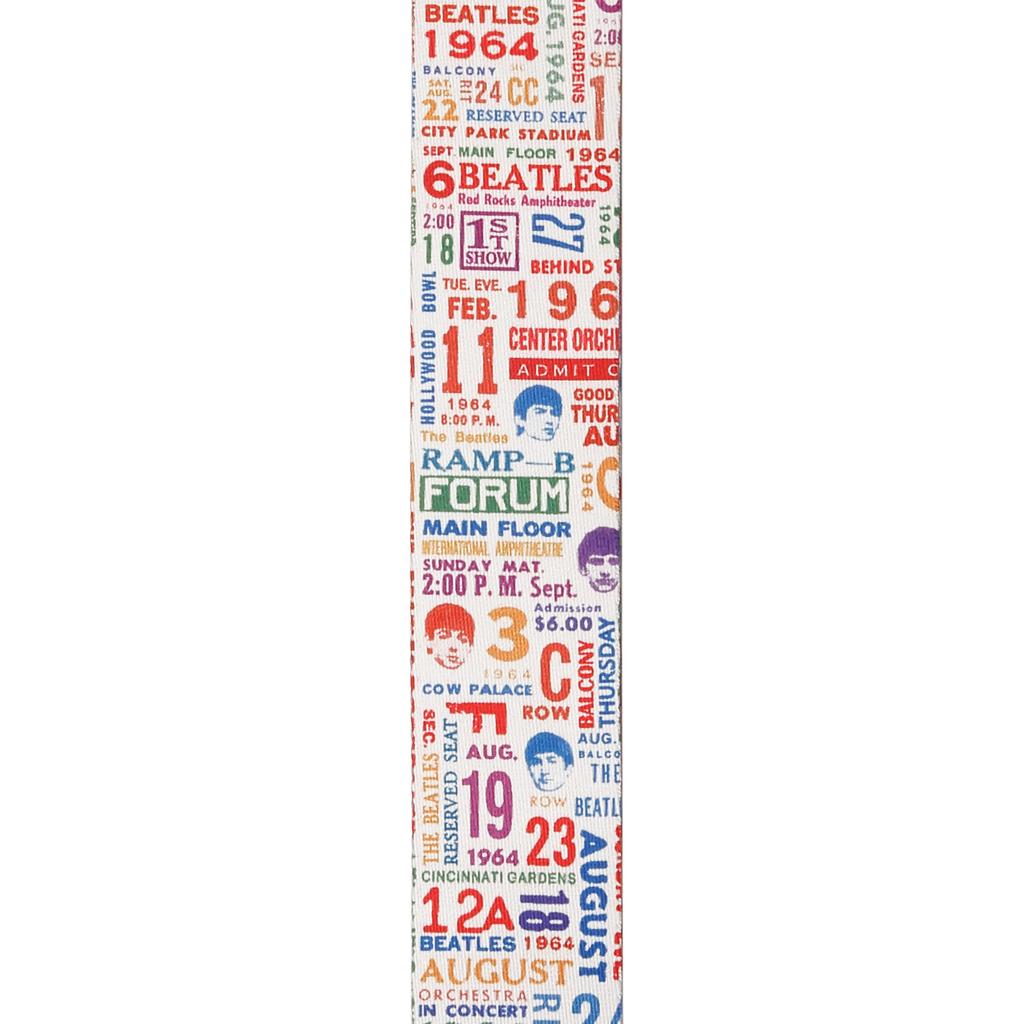 The Beatles US Tour 1964 Collection Ticket Stubs Guitar Strap 50BTL14 D'Addario Multi-Color