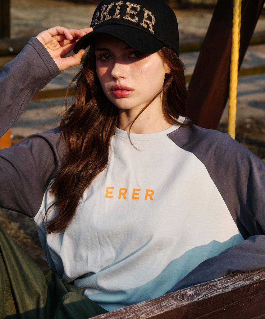 ERER Logo Raglan Long-Sleeved T-Shirt Gray
