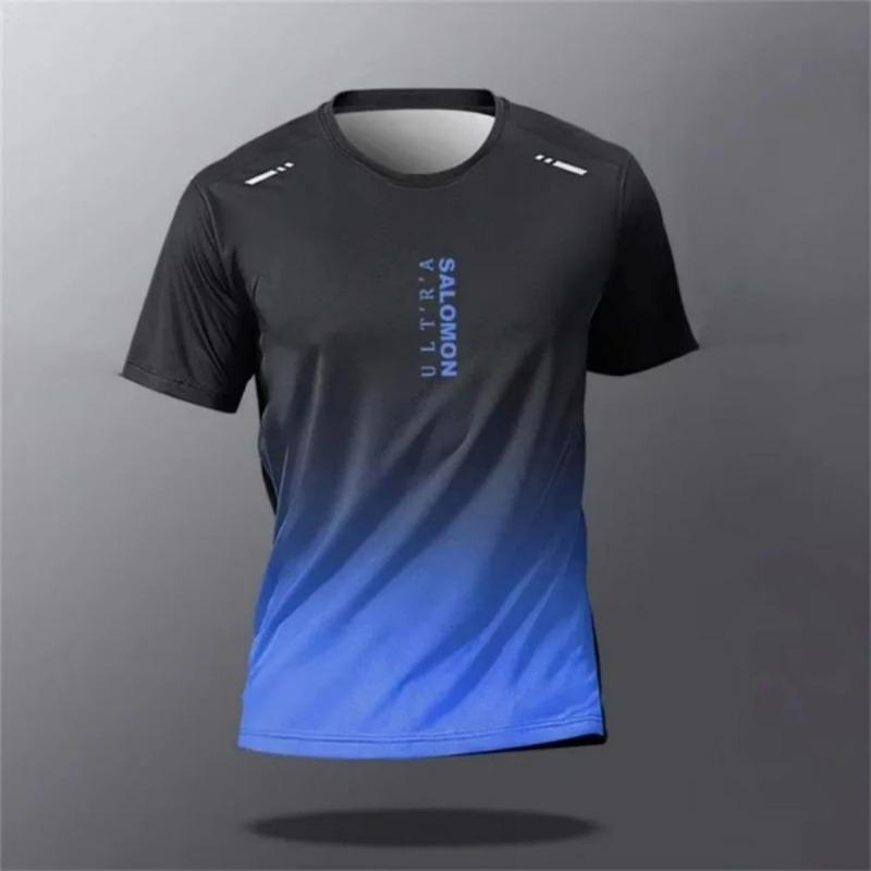 summer breathable and comfortable round neck T-shirt with letter printed pattern for outdoor running, casual and dry top