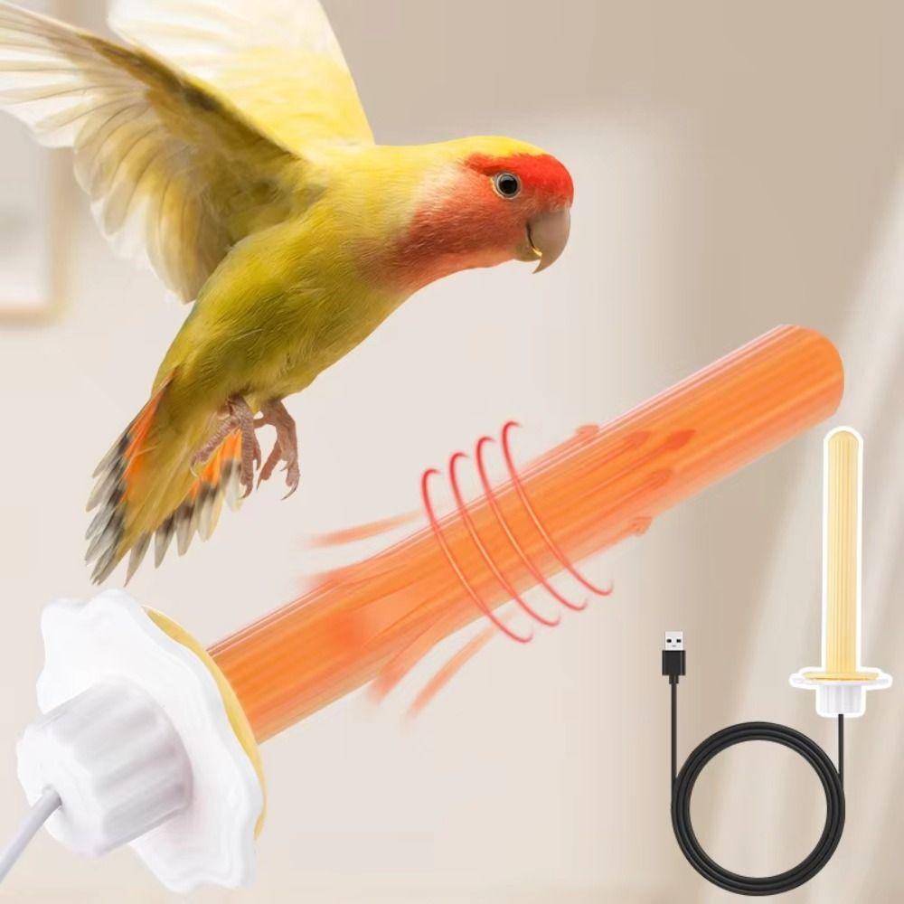 Non-slip USB Heated Bird Perch Easy To Install Bird Cage Warmer Stick  Peony Parakeet
