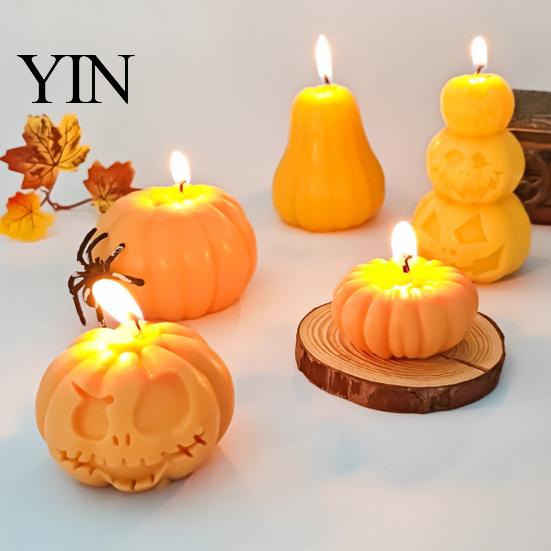 Форма для тыквенного украшения DIY, силиконовая для свечей на Хэллоуин, форма для изготовления ароматических свечей ручной работы, для гипсовых поделок, литья, цементной глины, эпоксидной смолы, Хэллоуин