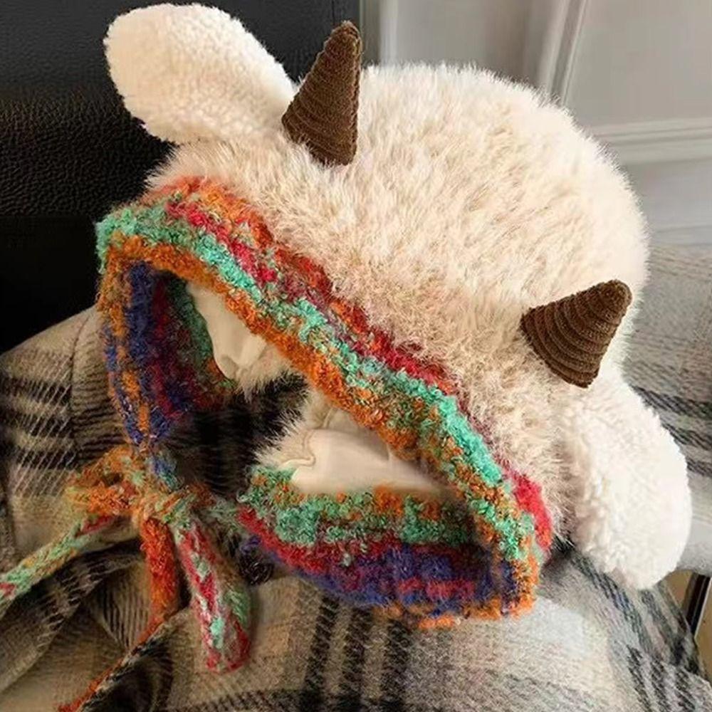 Soft Lamb Beanie Hat Korean Style Women Fluffy Hat Fashion Ear Protection Hat  Women