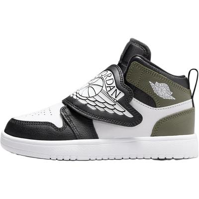 Кроссовки Air Sky Jordan 1 PS Black Toe Medium Olive Kids белые BQ7197-092