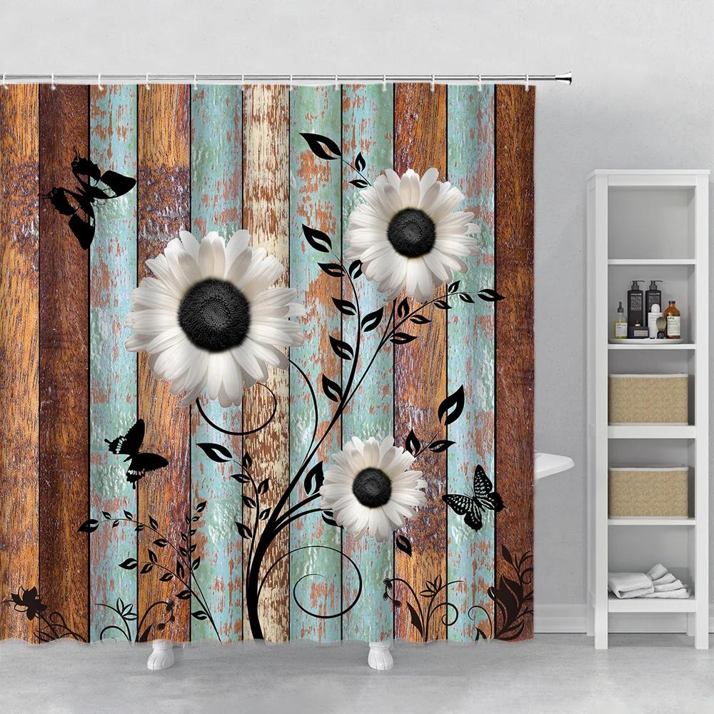 Набор штор для душа с цветами Орхидея Бирюзовый Роза Растение Цветочный Принт Листья Декор для ванной Тканевая занавеска для ванны Аксессуары для ванны Крючок