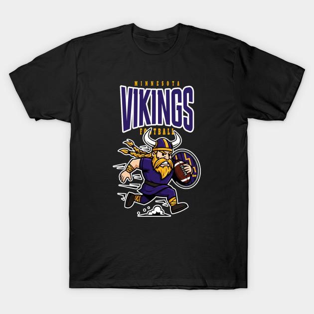 Asian Size Men Black Print T-shirt Minnesota Vikings Football No-Cut Heat Transfer Print Cotton Tshirt