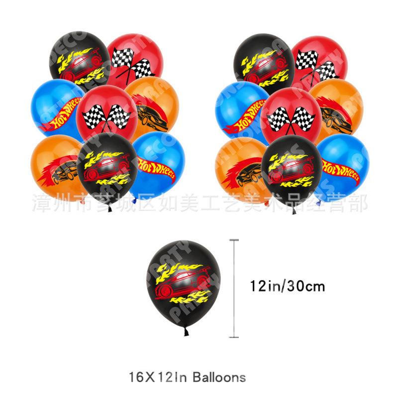 Hot Wheels Birthday Party Decorations Set for Boys, Race Car Theme Banner, Balloons, Racing Flags, Tablecloth Supplies