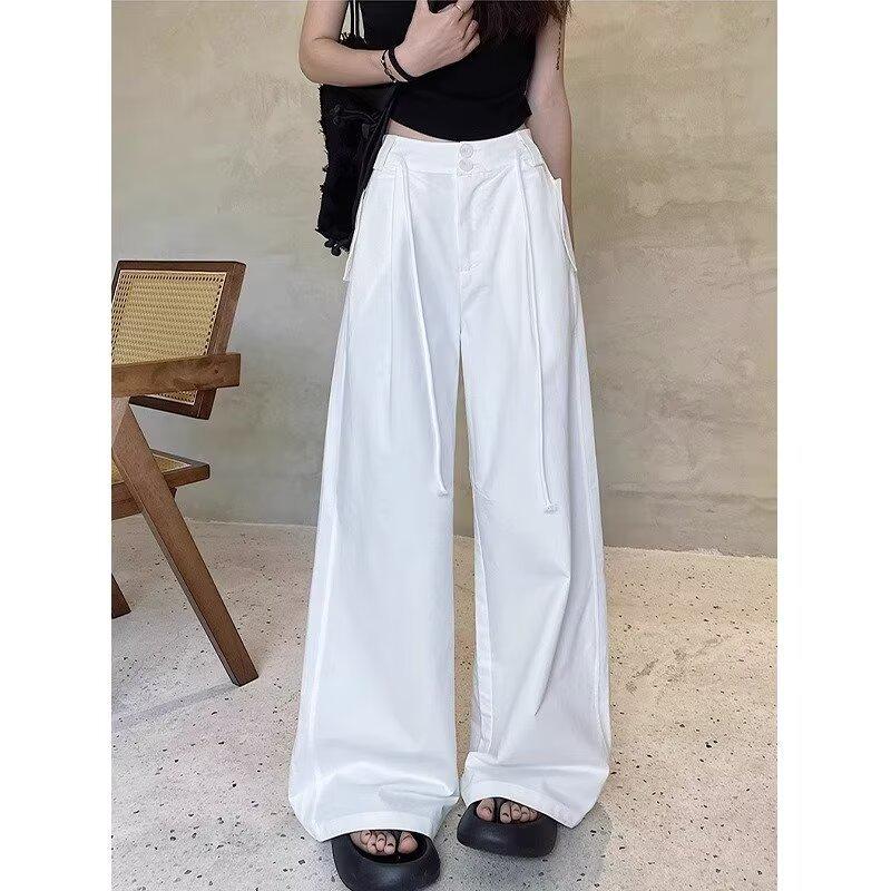 2025 Женские Корейский Тренд Свободные Повседневные Летние Брюки с Широкими Штанинами