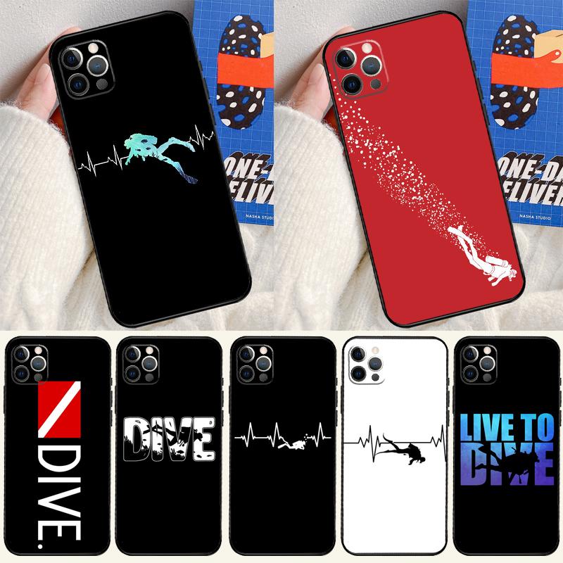 Scuba Diver Diving Case For iPhone 17 Air 16 15 14 13 12 11 Pro Max mini 16e 15 16 Plus Funda Silicone Cover