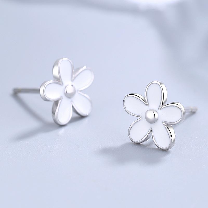 Серьги в виде цветка маргаритки из стерлингового серебра 925 пробы в корейском стиле, серьги для девочек, серебряные украшения