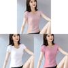 T Shirt For Women Casual Short Sleeve Cotton Splicing Top For Spring Wear