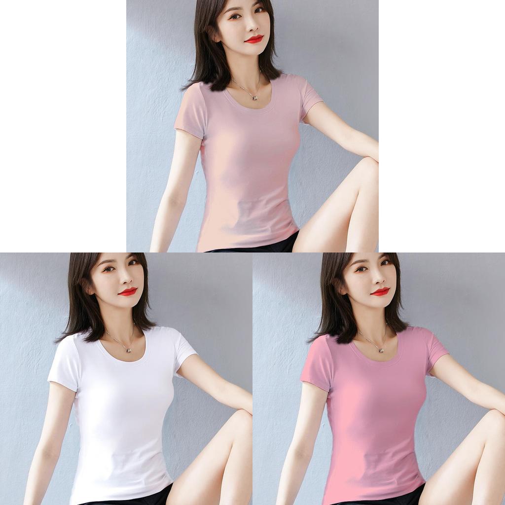 T Shirt For Women Casual Short Sleeve Cotton Splicing Top For Spring Wear