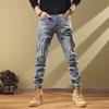 Men's Slim-Fit Light Blue Ripped Jeans - Trendy Spring & Autumn Style