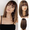 Ombre Bob Wig Medium Length Straight Wig for Fashion Women (Color:Brown)
