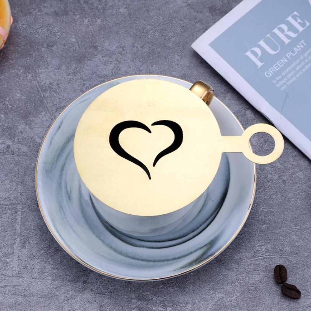 4 шт. Трафарет для латте-кофе из нержавеющей стали, золотой/черный, шаблон для кофейного искусства, хлеб