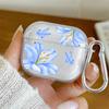Чехол для наушников AirPods 4/3/2/1 с узором из цветов голубой лилии, защитный чехол для AirPods Pro2/Pro3/Pro, противоударный