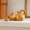 Small Animal Ornament for Shelf Stretching Kitten Figurine, Resin Cat Statue, Cute Ornament, Desktop Stress Relief Toy Compact Decoration Home Office