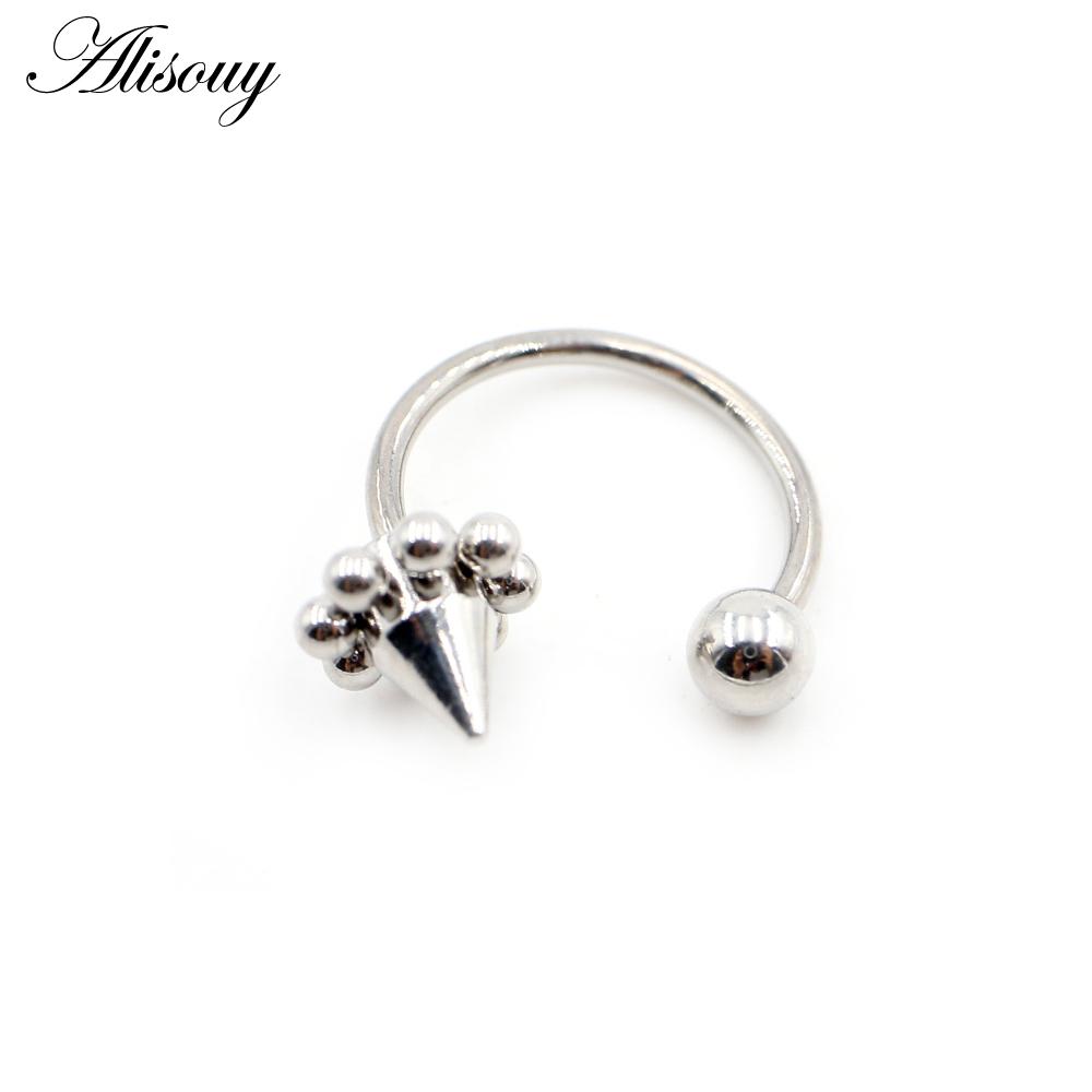 Alisouy 1PC нержавеющая сталь конус шип женский губа лабрет нос кольцо дайт пирсинг ювелирные изделия ушной обруч козелок хрящ спираль серьга