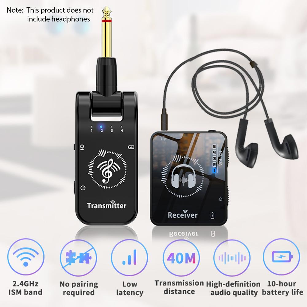 2.4G Wireless In-Ear Monitor System 282° Rotate Transmitter Portable Collar Clip Receiver Rechargeable Automatic Pairing Low Lat