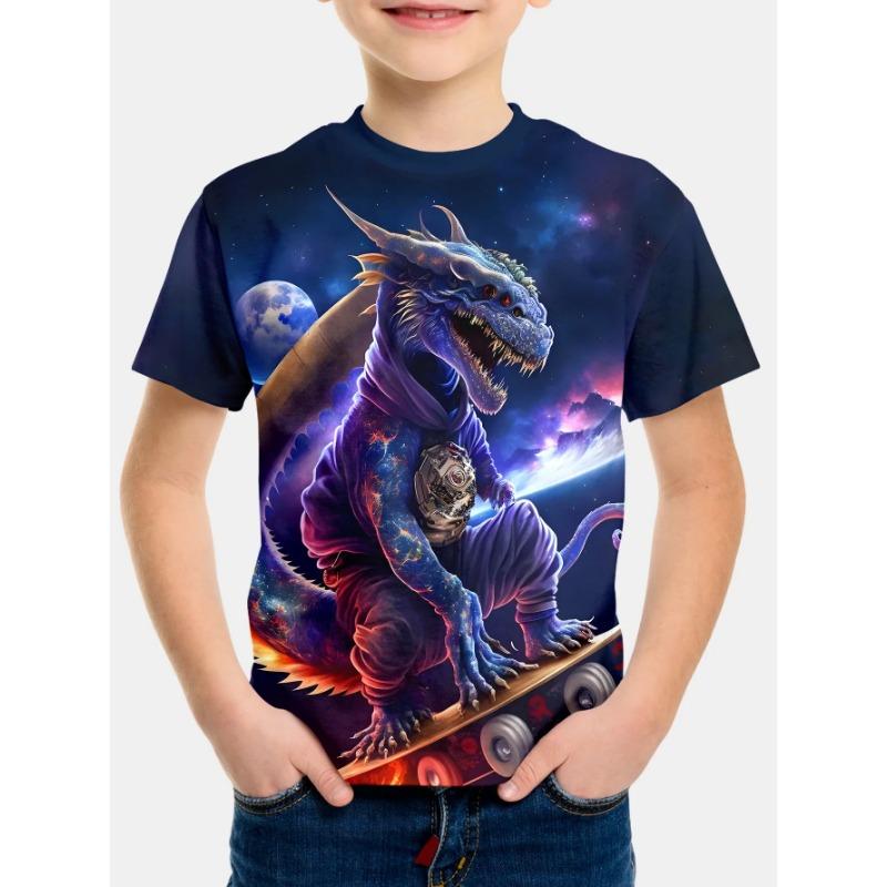 Детская футболка Одежда для мальчиков 2024 Детская футбольная одежда с цветными всплесками Футболка Топы Футболки Топы с коротким рукавом Корейский мальчик