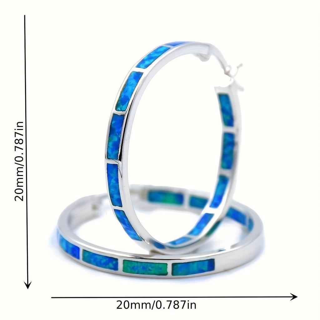 Chenrui Горячие Продажи Серьги Круглые с Голубым Опалом – Европейская и Американская Мода, Унисекс, Новый Стиль