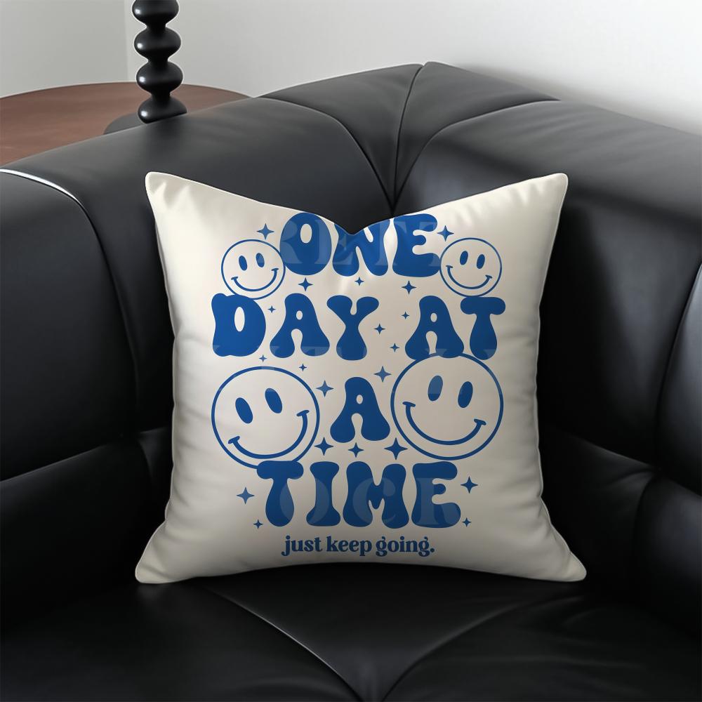 HHealing Text Cushion Cover Pillow Case Antidustmite Invisible zipper silky plush cushion