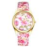 Bohemian Floral Watch with PU Leather Floral and Petal Analog Quartz Watch with Adjustable Arabic and Stylish Perfect Gift for and Christmas Women's