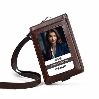 Кожаный держатель бейджа с ID-меткой, пряжка, защитный чехол для пропуска сотрудника, рабочая карта, чехол для фотокарточки с ремешком, складной нагрудный чехол для карты