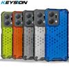 KEYSION Shockproof Armor Case for Honor X7A X7 Soft Silicone+PC Transparent Honeycomb Phone Back Cover for Huawei Honor X7 X7A