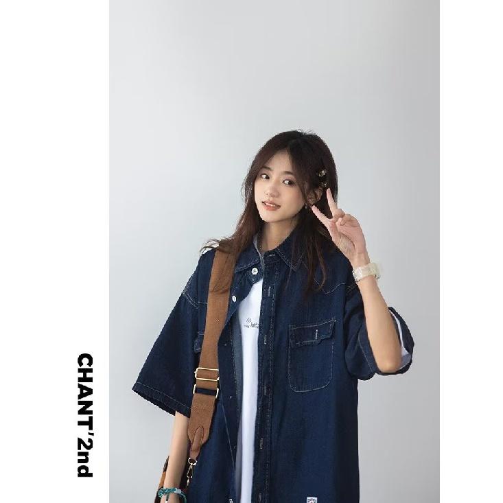 Японский ретро модный бренд летняя свободная джинсовая рубашка с короткими рукавами художественная молодежная рабочая рубашка мужская и женская многослойная куртка