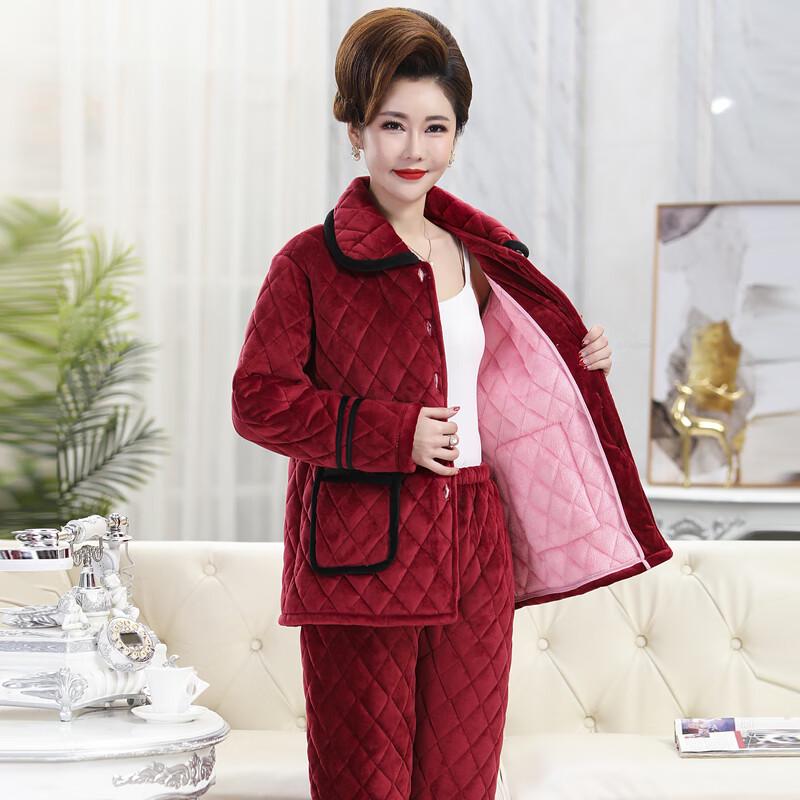 Xiaofu Women's Winter Thermal Plaid Loungewear Set