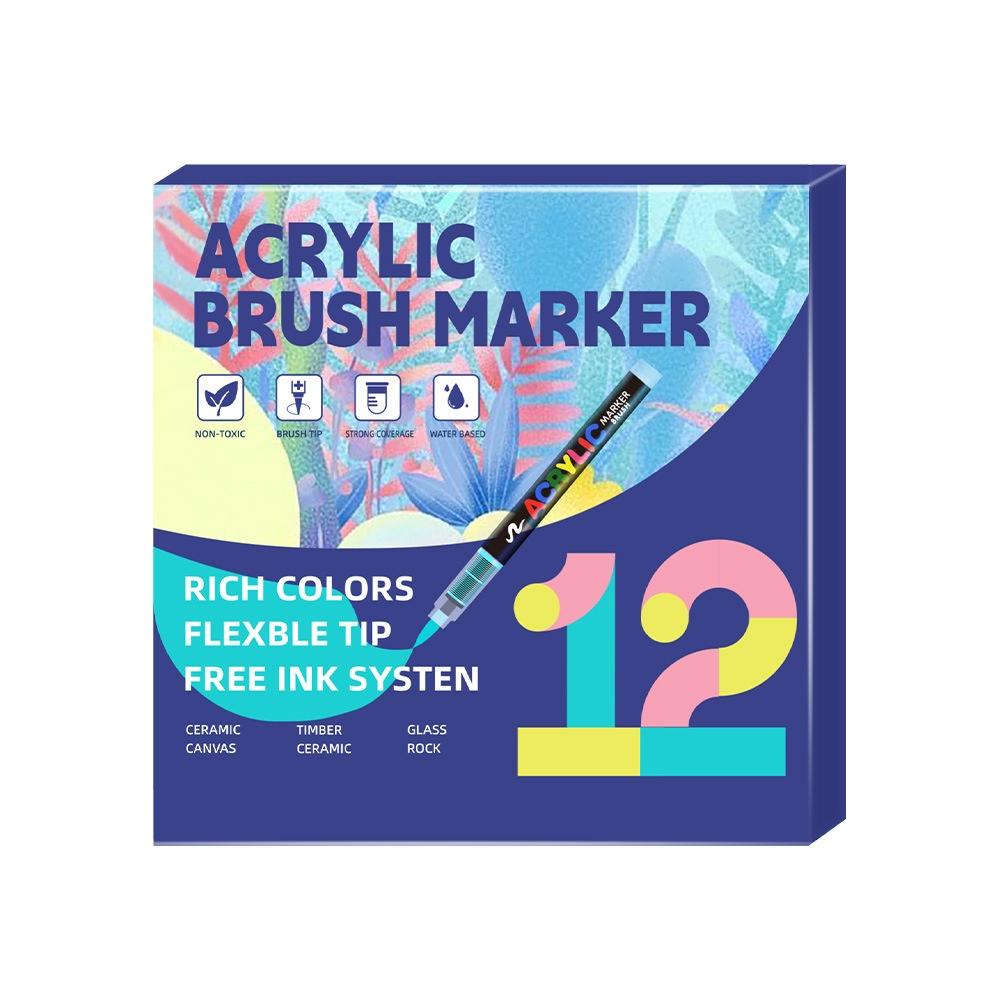 Marker Pens Hot Sale Straight-liquid Student Art Soft-tip Brush Large Capacity Stackable Color Pressure-free Color Marker Pens