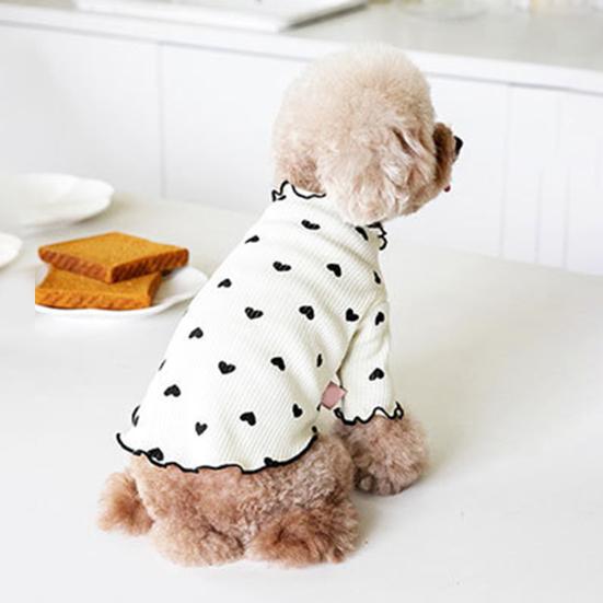 Одежда для собак средних и маленьких собак, кошек, летняя и осенняя рубашка с принтом в виде сердца для щенков, растягивающаяся одежда с длинными рукавами для чихуахуа, шнауцера