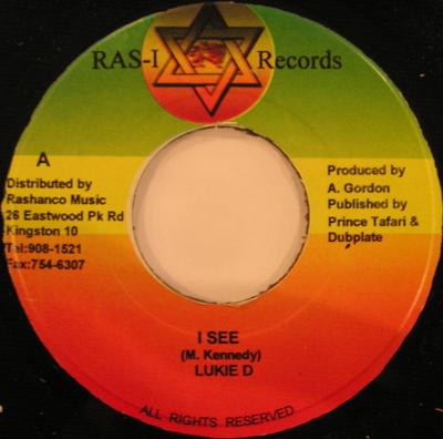 7-дюймовая пластинка LUKIE D - I See NONE Ras-I Records 2002 Ямайка Регги, Ска и Даб Б/У