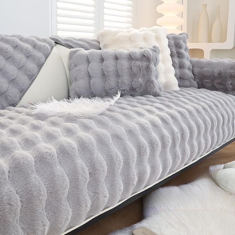 Plush Sofa Cushion Thickened Fleece Cushion Non-Slip Leather Sofa Cover High-End Nordic Simple Winter