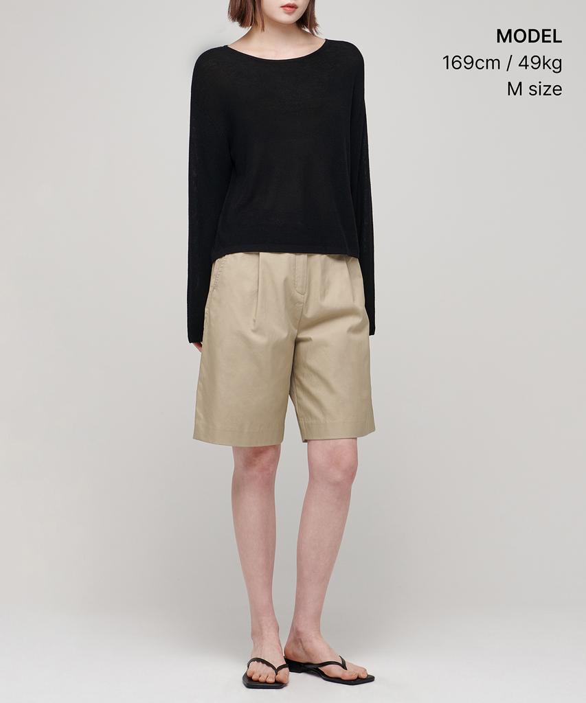 MUSINSA STANDARD WOMAN Women'S Linen Blend Boat Neck Sheer Knit [Black]
