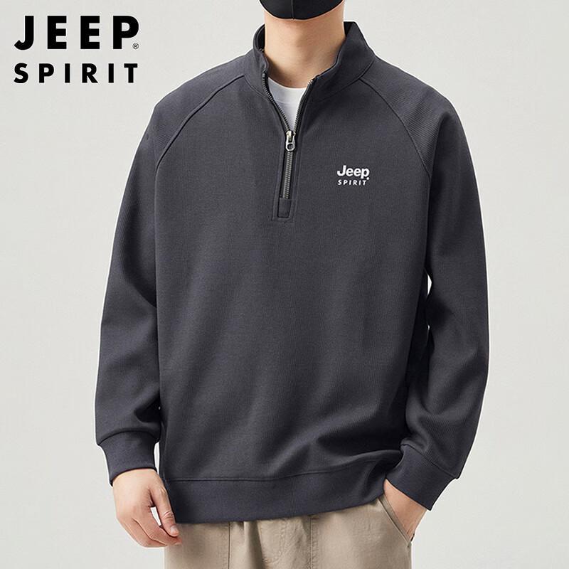 JEEP SPIRIT Men's Half-Zip Stand-Collar Sweatshirt