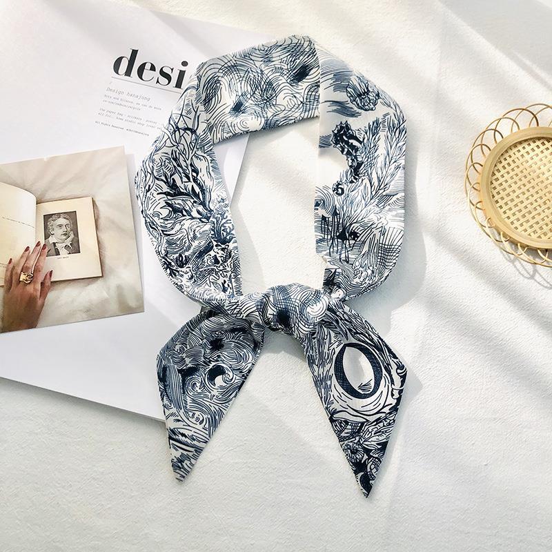 Длинный шарф с принтом из 26 букв, узкая лента, повязка на голову, шейные платки, повязка на сумку с ручкой, бандана, резинка для волос, шейный платок, шелковые маленькие шарфы