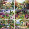 Diamond Embroidery Garden Full Round Needlework Diamond Painting Landscape Mosaic House Rhinestone Kit Home Decor