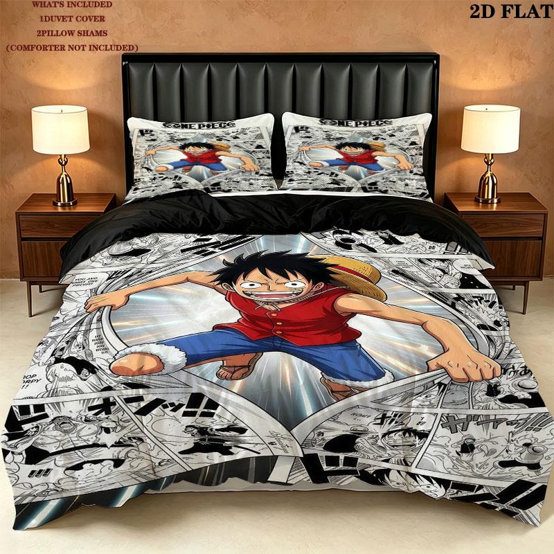 One Piece Pattern Bedding Quilt Set Quilt Cover Pillowcase Home Birthday Gift(1 * duvet cover + 2 * pillowcase, without core)