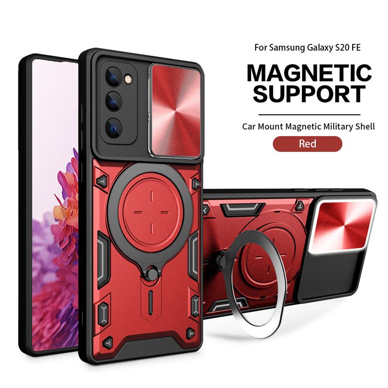 For Samsung Galaxy S20 FE 5G Case Magnetic Metal Ring Holder Armor Cases For Galaxy S20 FE 2022 S20FE Slide Lens Protect Cover