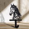 Black Horse Wall Hook Key Hanger with Horse Silhouette Wall Mounted Iron Hook Entryway Organizer