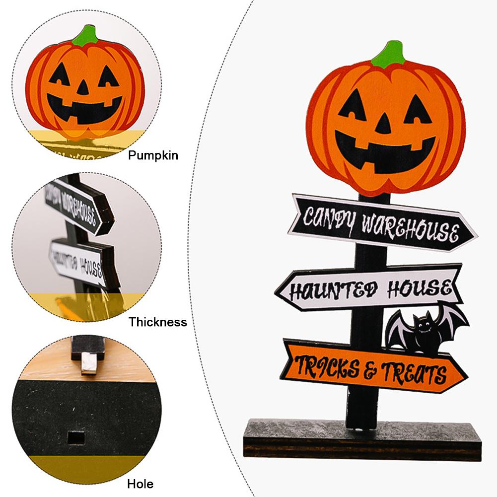 Creative Halloween Pumpkin Letter Ghost Wooden Ornament Tree Shaped Ghost Desktop Ornament
