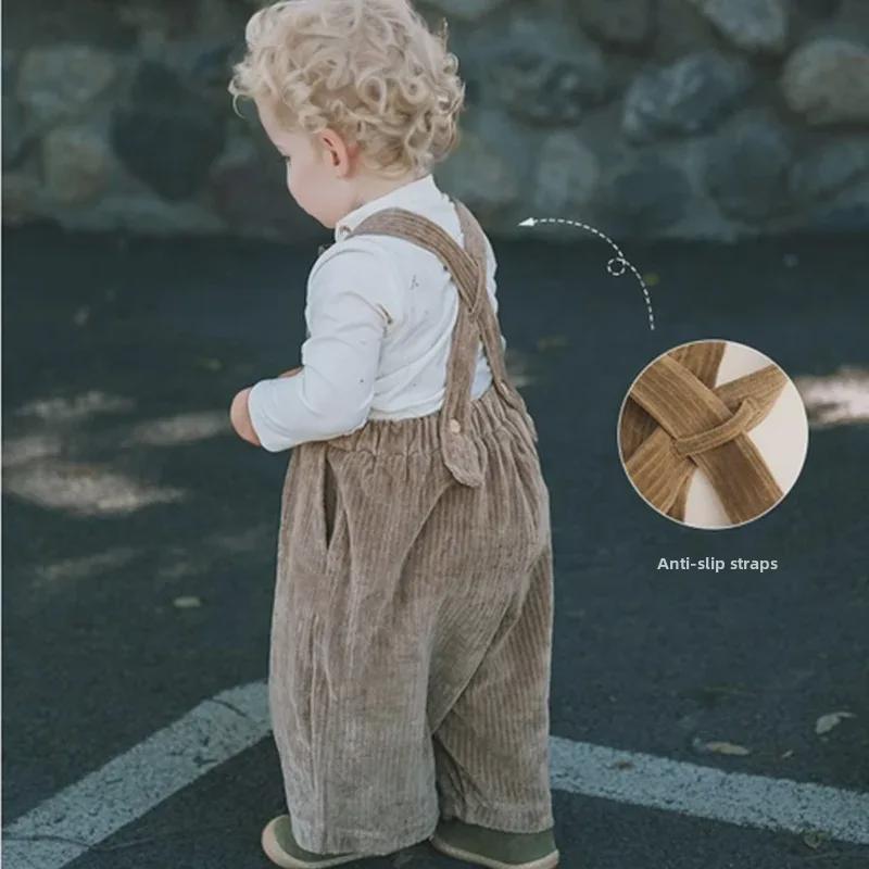 2025 Европейские и американские детские стильные комбинезоны осень/зима: Уличные штаны для мальчиков и девочек