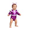 Baby Girls Color Block Alien Outfit Long Sleeve Press Button Crotch Metallic Romper Photography Costume