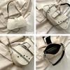 Vintage Rivet Women's Shoulder Bags Solid Color Ladies Underarm Bag Fashi Chain Small Handbags PU Leather Female Tote Purse