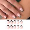 24pcs Manicure Fake Nials Press on Nails Black Edge Short Almond French False Nails