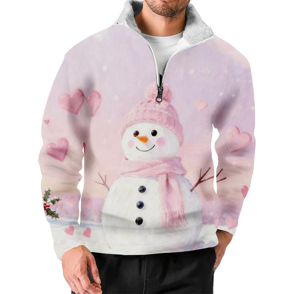 Men's Christmas Stand-up Collar Sweatshirt, Hot-selling Outdoor Casual Top With  Collar