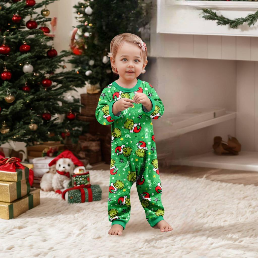 Parent-child Christmas Print Home Suit Long-sleeved Top And Pants