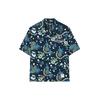 X MIHARA YASUHIRO Casual Vacation Letter Plant Print Loose Short Sleeve Shirt Men Shirts Deep-Blue F11M223401F-NV